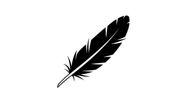 Black feather icon isolated.