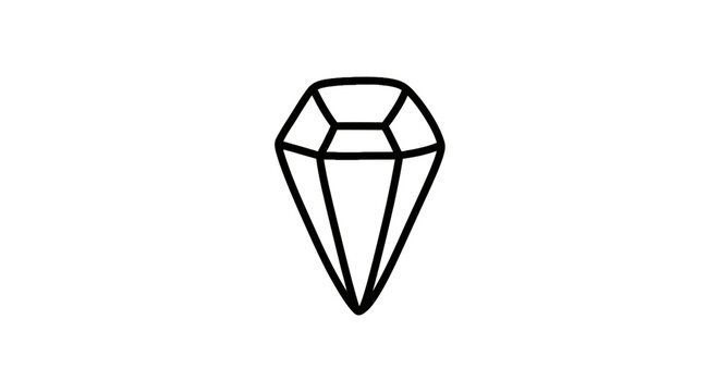 Black line art diamond gemstone icon.