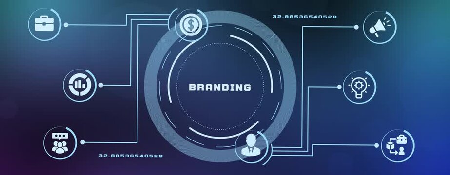 Corporate Branding and Visual Identity Concept with Marketing, Design and Business Strategy Icons.