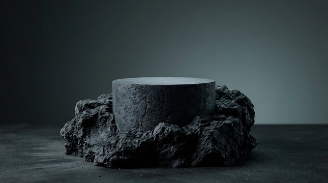 Stone pedestal on textured rock base