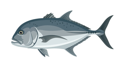 Obraz premium Gray Fish Illustration Isolated on White Background