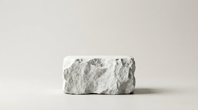 Rough stone pedestal on neutral background