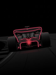 Fototapeta premium formula one racing car speeding on track with rear neon light futuristic motorsport sporty silhouette on dark road speed dynamics in auto racing sports competition