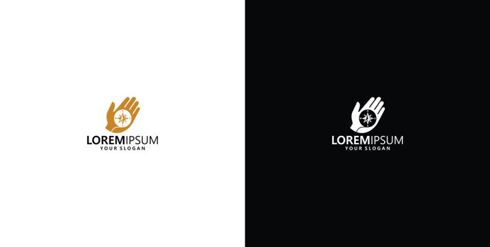 Modern logo design featuring an open human hand with an intricate eye symbol embedded in the palm, representing concepts of vision, protection, awareness, and spiritual guidance for various businesses