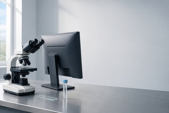 Veterinary Antimicrobial Stewardship - microscopy station prepared for diagnostic review