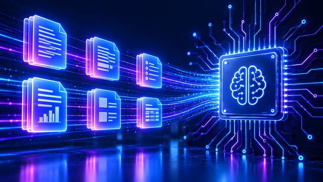 Artificial intelligence processor chip analyzing digital document files representing automated machine learning data extraction