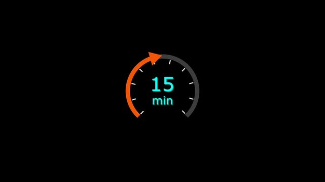 15 min clock icon animation. Clock 15-minute icon Digital and analog clock 15 minutes isolated on white background. and creating a stunning video.4k video.
