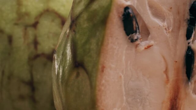 Tropical fruit cherimoya, ice cream fruit or custard apple on market in Spain