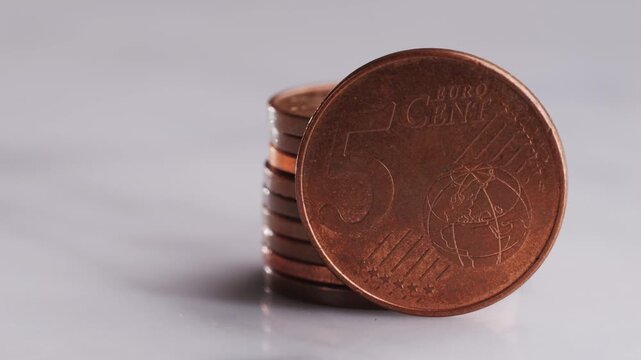 Coins background, euro coins. cent coins, counting euro cents