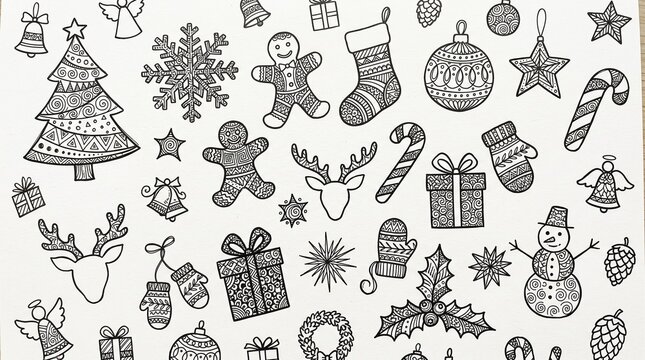 Holiday themed Decorative Illustration with Festive Icons