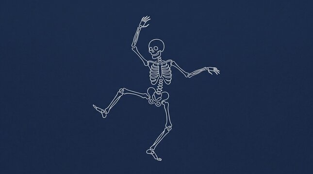 Dancing Skeleton Illustration with Arms Raised