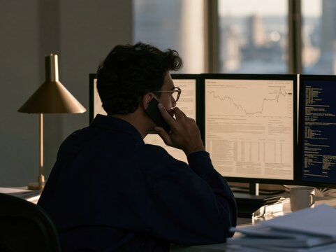 Financial Analyst Working in Office