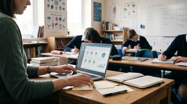 Teacher Preparing a Practical Digital Classroom Lesson