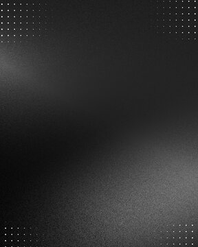 Dark gray abstract background with halftone dot patterns in corners and grainy texture