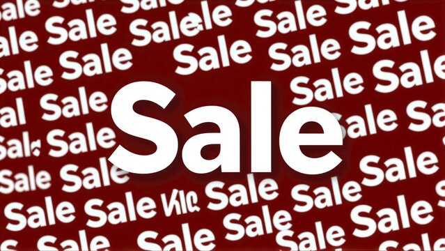 Red background with white Sale text repeated in a bold, promotional pattern.