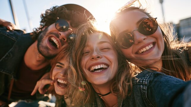 A vibrant image showcasing youthful people enjoying life together. Ideal for themes of joy, friendship, and social gatherings.