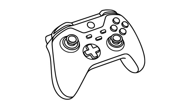 Gaming Controller Three Quarter Outline Vector Pictogram