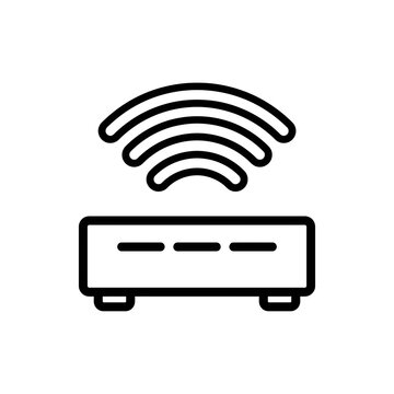 Minimalist wifi router vector icon with wireless signal waves for internet network connectivity