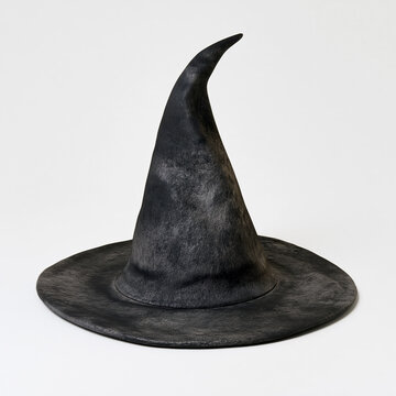 Witch hat for halloween costume as a black magic pointed accessory for a spooky wizard or sorceress fantasy apparel