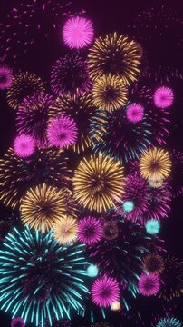 Vibrant Colorful Fireworks Display in the Night Sky Generative AI