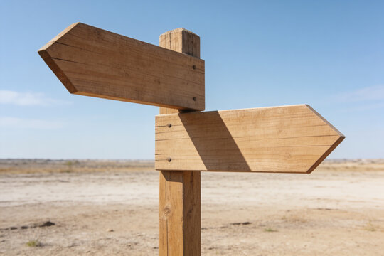 Plain timber signpost with two blank arms pointing opposite ways