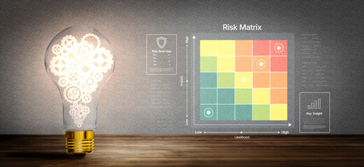 An innovative light bulb symbolizes creativity and ideas alongside a risk matrix analysis. This image captures the essence of business strategy and data-driven decision making. Nascent © InfiniteFlow