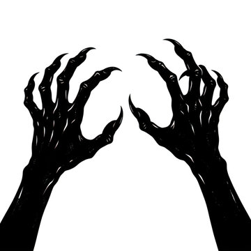 Black monster hands with sharp claws reaching out