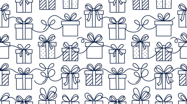 Hand-drawn gift boxes seamless pattern