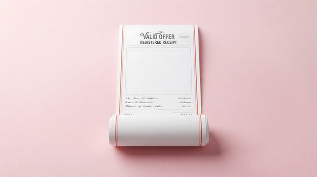 Blank receipt on solid pink background