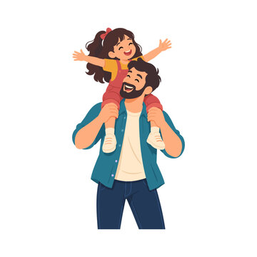 Father and daughter enjoying tea together at home in a warm family lifestyle illustration