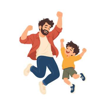 Father and daughter flying a colorful kite together during an outdoor family activity illustration