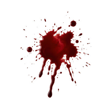 Single dark red blood splatter splash isolated on a simple surface