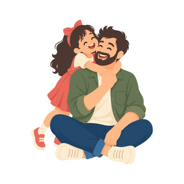 Father playing basketball with his son during an energetic family sports activity illustration
