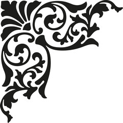 Floral Scroll Corner Ornament PNG Isolated on Transparent Background © monir