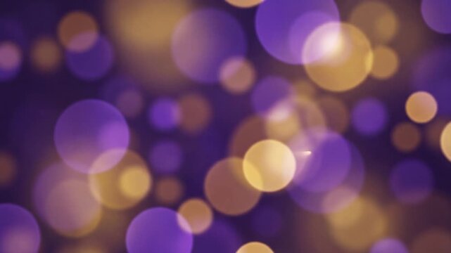 Royal purple and gold soft-focus circles shift through multiple depth layers with gentle light bloom, creating a tranquil luxury-inspired abstract background in a seamless loop.