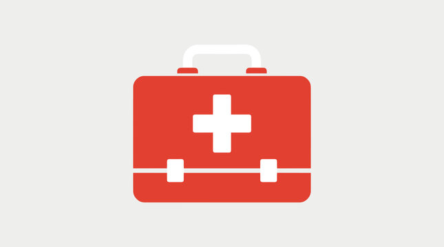 Minimalist Red First Aid Kit Icon for Emergency Medical Services
