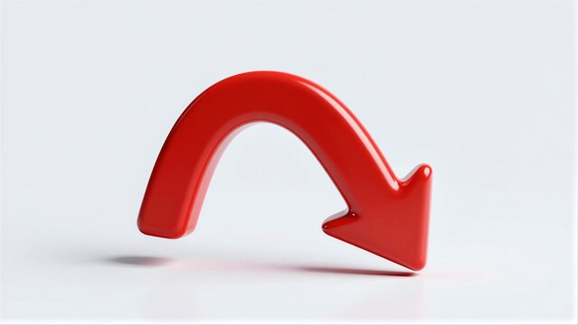 Red curved arrow points downward, symbolizing decline or reduction.