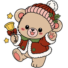 Naklejka premium Cute Christmas bear illustration.
