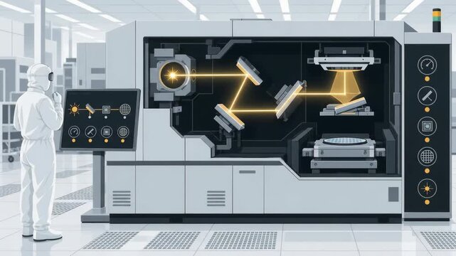 Engineer operating advanced lithography semiconductor manufacturing
