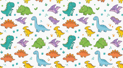 Cute Cartoon Dinosaurs Pattern Isolated © Brownis