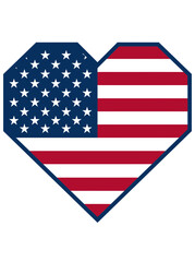 Fototapeta premium Geometric heart shaped American flag patriotic emblem