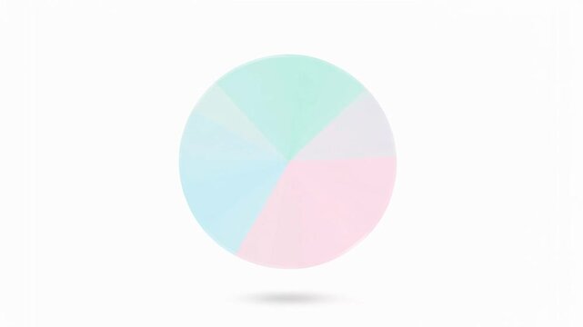 Minimalist pastel pie chart graphic illustration on white background.