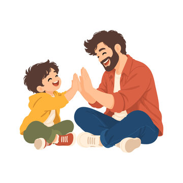 Father and daughter sharing a playful high five while enjoying quality family time