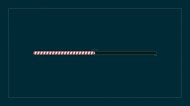 Christmas Candy Cane Loading Bar Progress Animation Red White Stripes On Dark Background