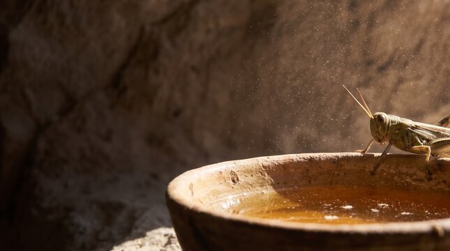 Biblical diet of John the Baptist featuring a locust and wild honey