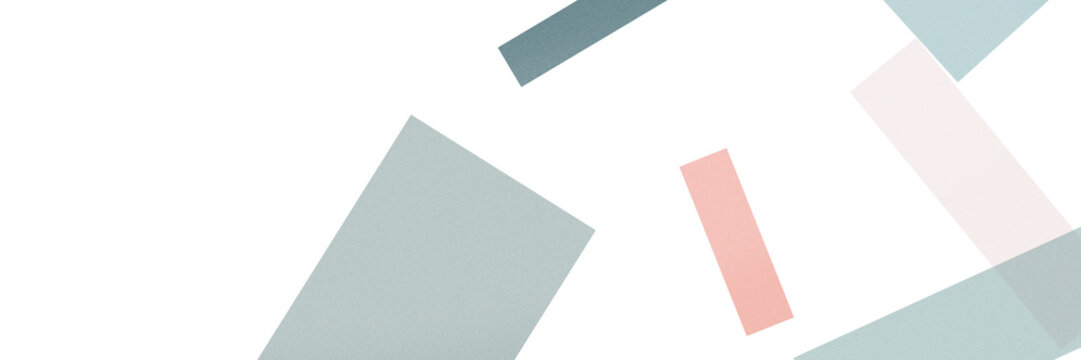 Floating translucent rectangles drift across a crisp white background, adding a quiet modern rhythm with pastel tones for web layouts, flyers or product pages.