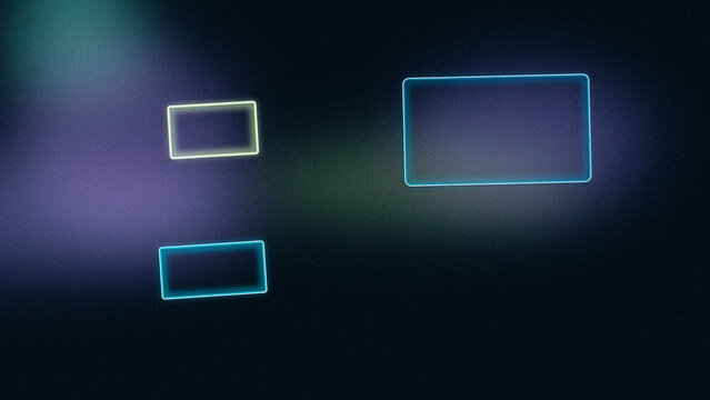 Glowing outline rectangles hover on a deep blue gradient, creating a futuristic minimal mood ideal for UI mockups, tech ads, or abstract layout backdrops.