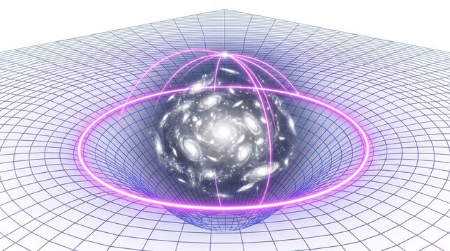 3D Astrophysics Diagram of Spacetime Warping in Gravitational Lensing