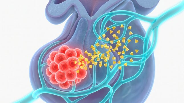 3D Microscopic Diagram of a Pituitary Adenoma Secreting Growth Hormones