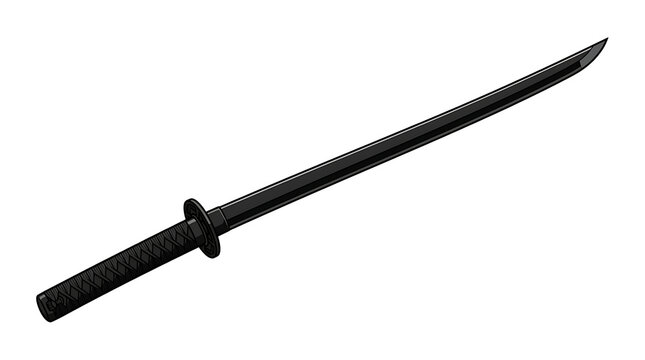 Black japanese katana sword isolated